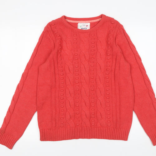 Mantaray Women’s Red Cable Knit Cotton Blend Jumper Size 14