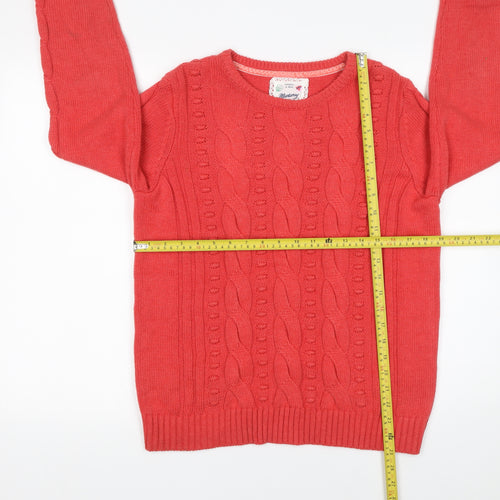 Mantaray Women’s Red Cable Knit Cotton Blend Jumper Size 14