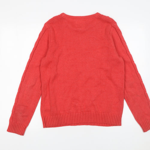 Mantaray Women’s Red Cable Knit Cotton Blend Jumper Size 14