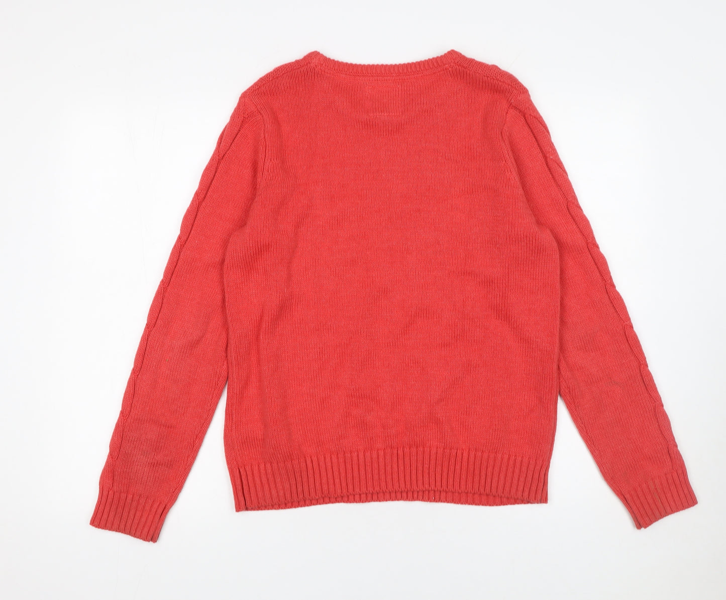 Mantaray Women’s Red Cable Knit Cotton Blend Jumper Size 14