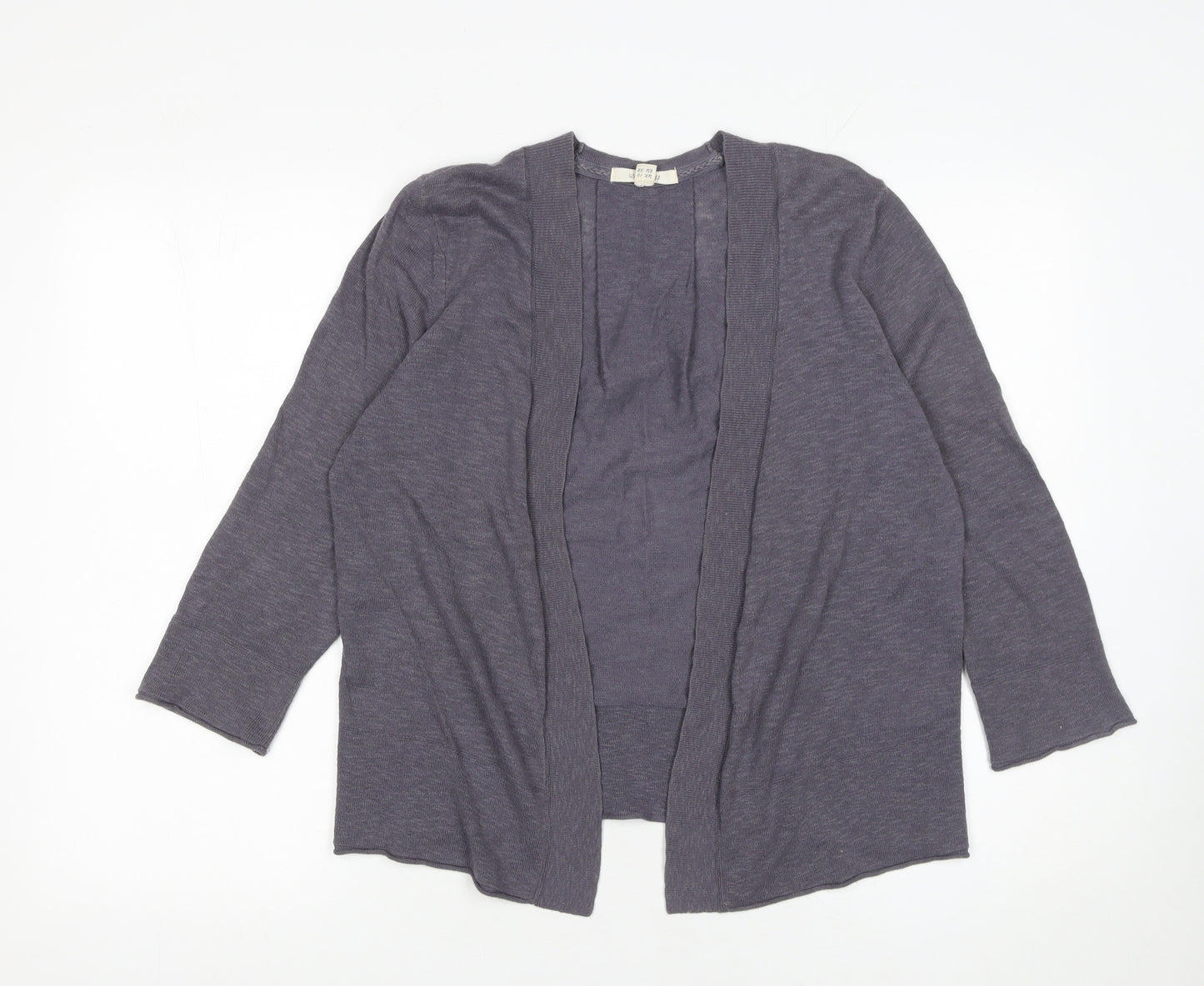 White Stuff Women Grey Cotton Linen Cardigan Size 10