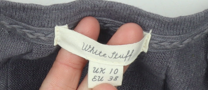 White Stuff Women Grey Cotton Linen Cardigan Size 10