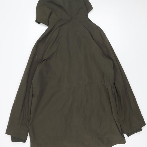 Oasis Womens Green Hooded Parka Coat Size M Cotton Nylon Mid-Length