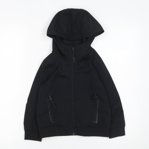 Bluezoo Boys Black Hooded Windbreaker Jacket Size 4-5 Years