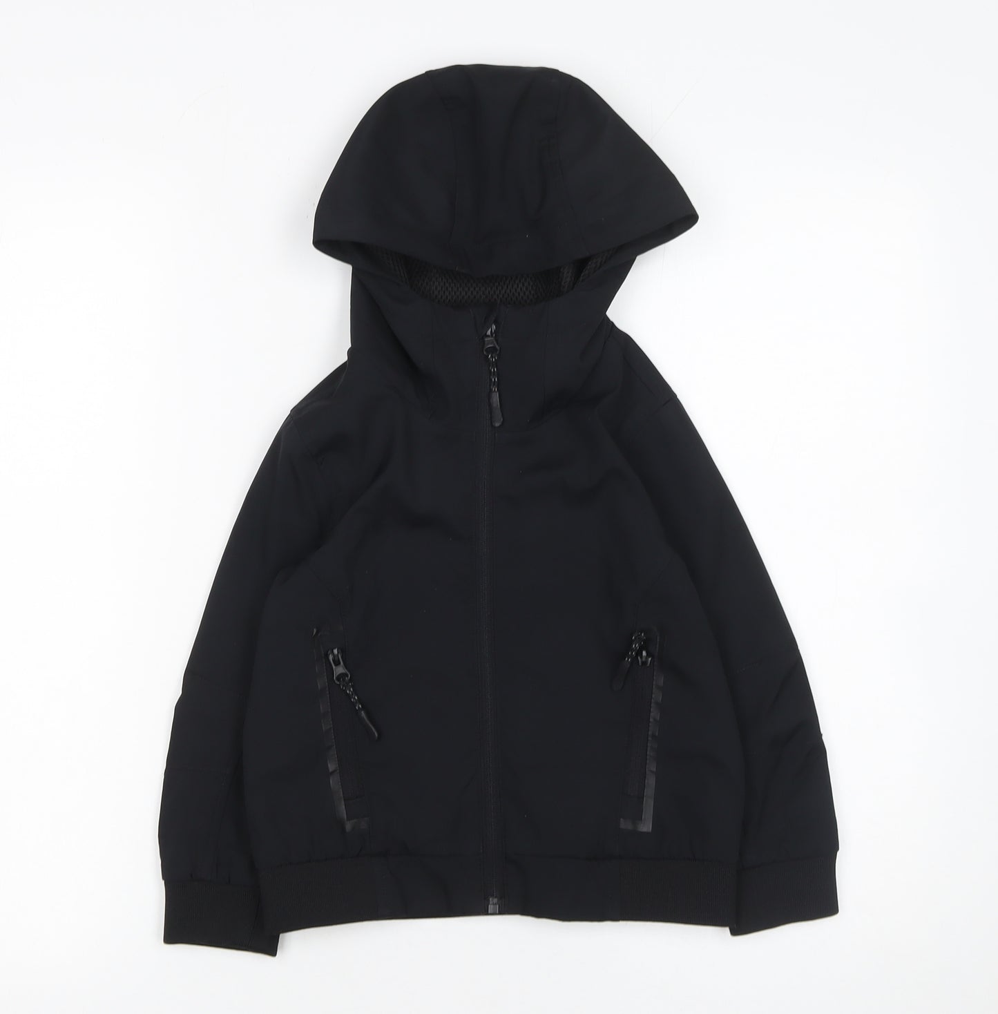 Bluezoo Boys Black Hooded Windbreaker Jacket Size 4-5 Years