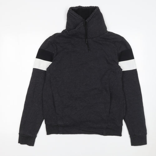 H&M Mens Black High Neck Pullover Sweatshirt Size S Regular Fit