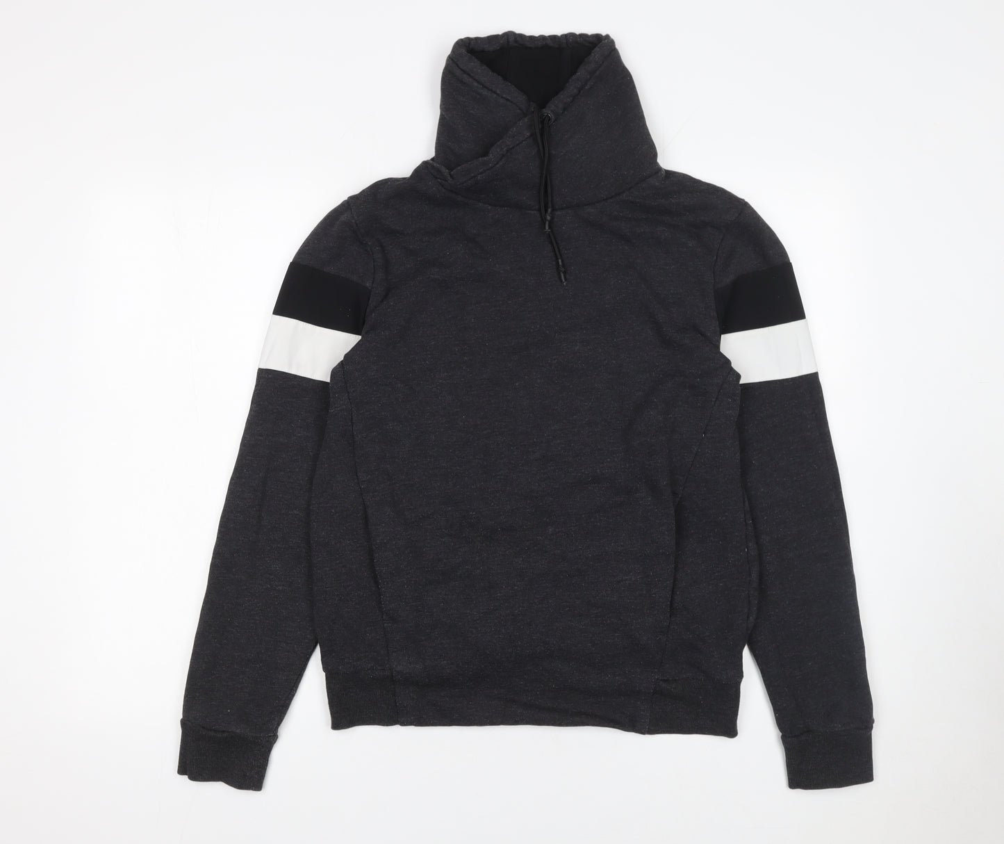 H&M Mens Black High Neck Pullover Sweatshirt Size S Regular Fit