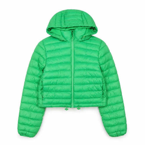 Primark Cares Womens Green 2XS Cropped Puffer Jacket Hooded Lightweight