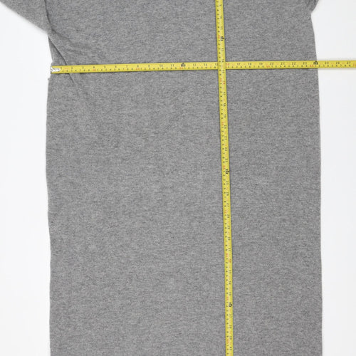 Zara Women Grey Wool Blend Long Sleeve Midi Jumper Dress Size 12