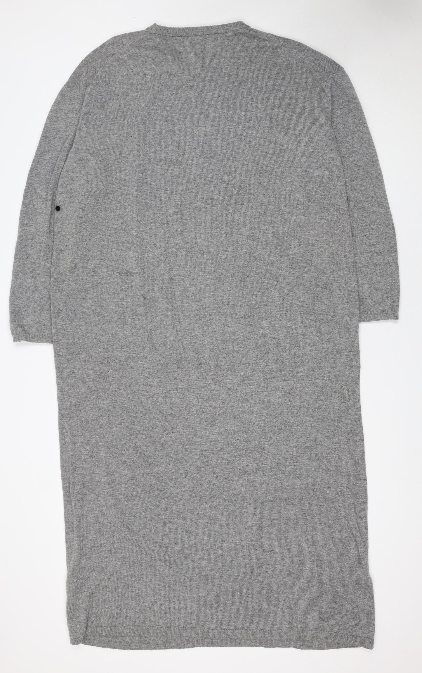 Zara Women Grey Wool Blend Long Sleeve Midi Jumper Dress Size 12