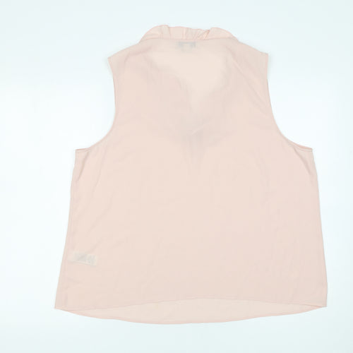 Marks and Spencer Womens Pink Ruffle Tie Neck Sleeveless Blouse Size 18