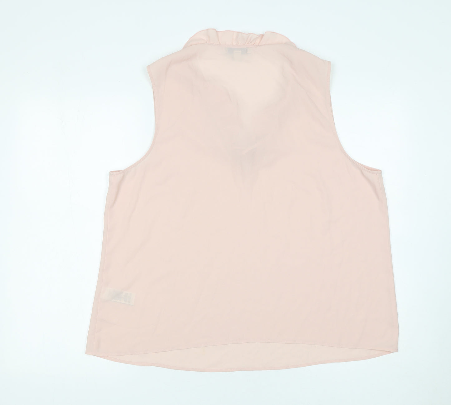 Marks and Spencer Womens Pink Ruffle Tie Neck Sleeveless Blouse Size 18