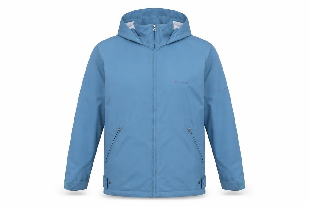 Front view of Karrimor Men's Blue Hooded Lightweight Windproof Jacket, size S