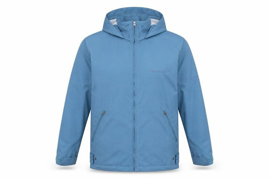 Front view of Karrimor Men's Blue Hooded Lightweight Windproof Jacket, size S