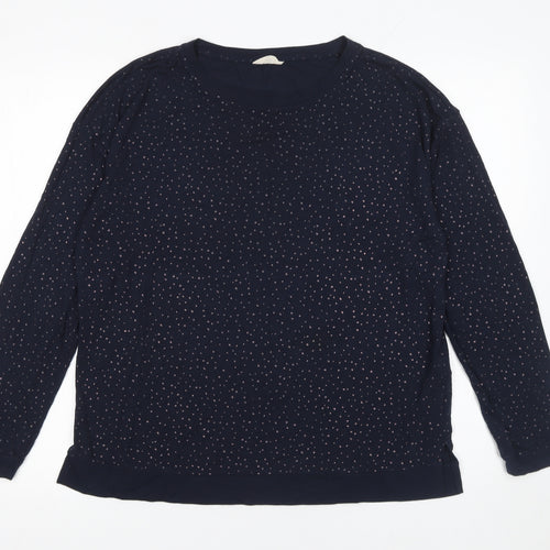Hush Women's Blue Polka Dot Long Sleeve Jersey T-Shirt Size S