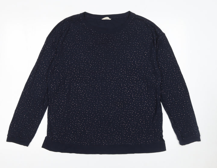 Hush Women's Blue Polka Dot Long Sleeve Jersey T-Shirt Size S