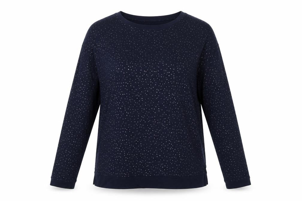 Hush Women's Blue Polka Dot Long Sleeve Jersey T-Shirt Size S