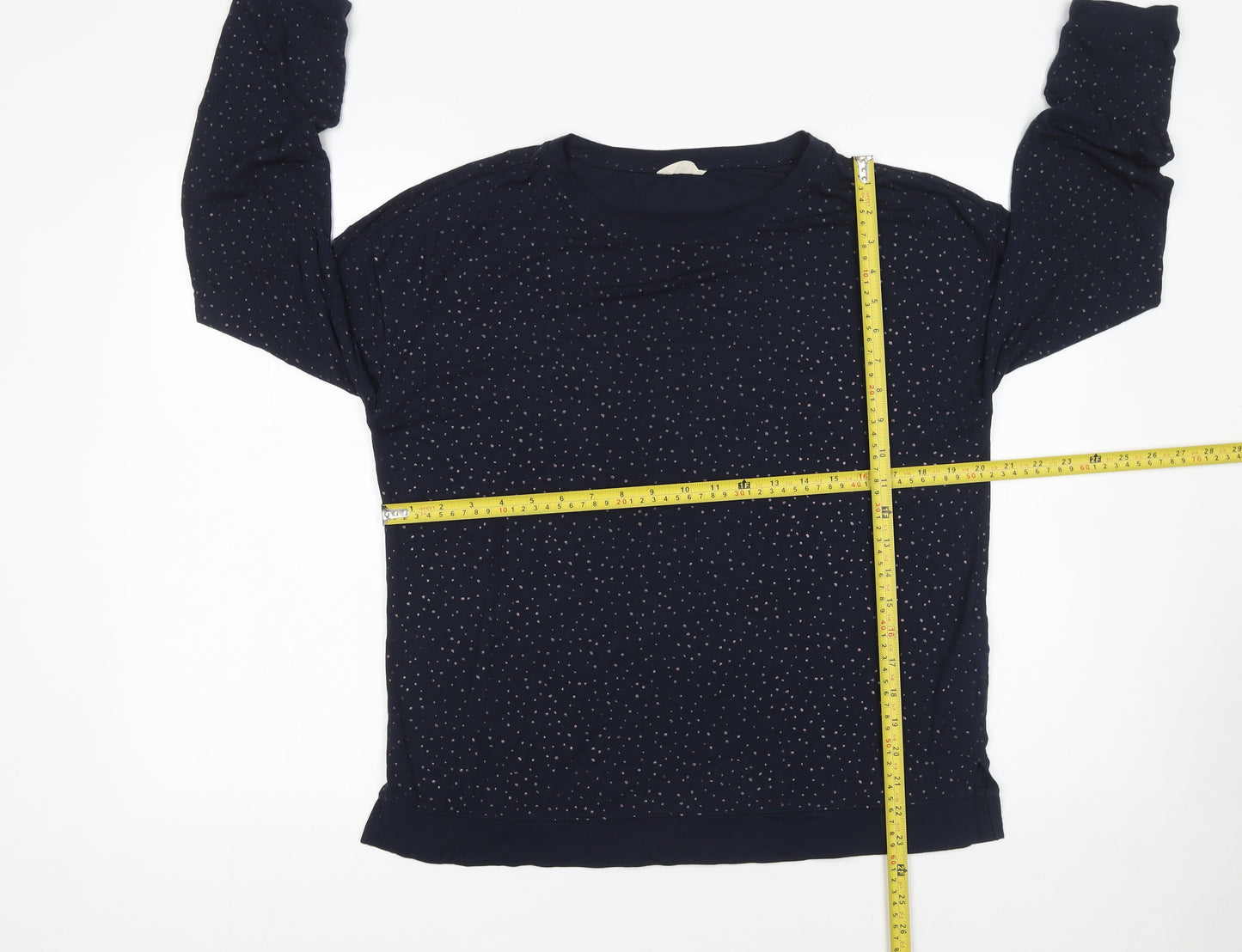 Hush Women's Blue Polka Dot Long Sleeve Jersey T-Shirt Size S