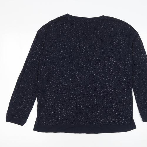 Hush Women's Blue Polka Dot Long Sleeve Jersey T-Shirt Size S