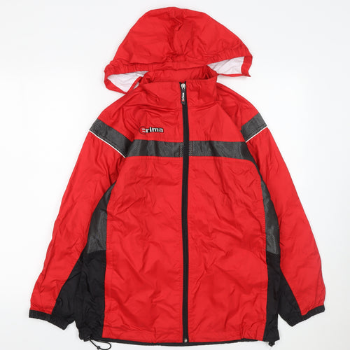 Erima Boys Red Black Windbreaker Hooded Jacket 11-12 Years