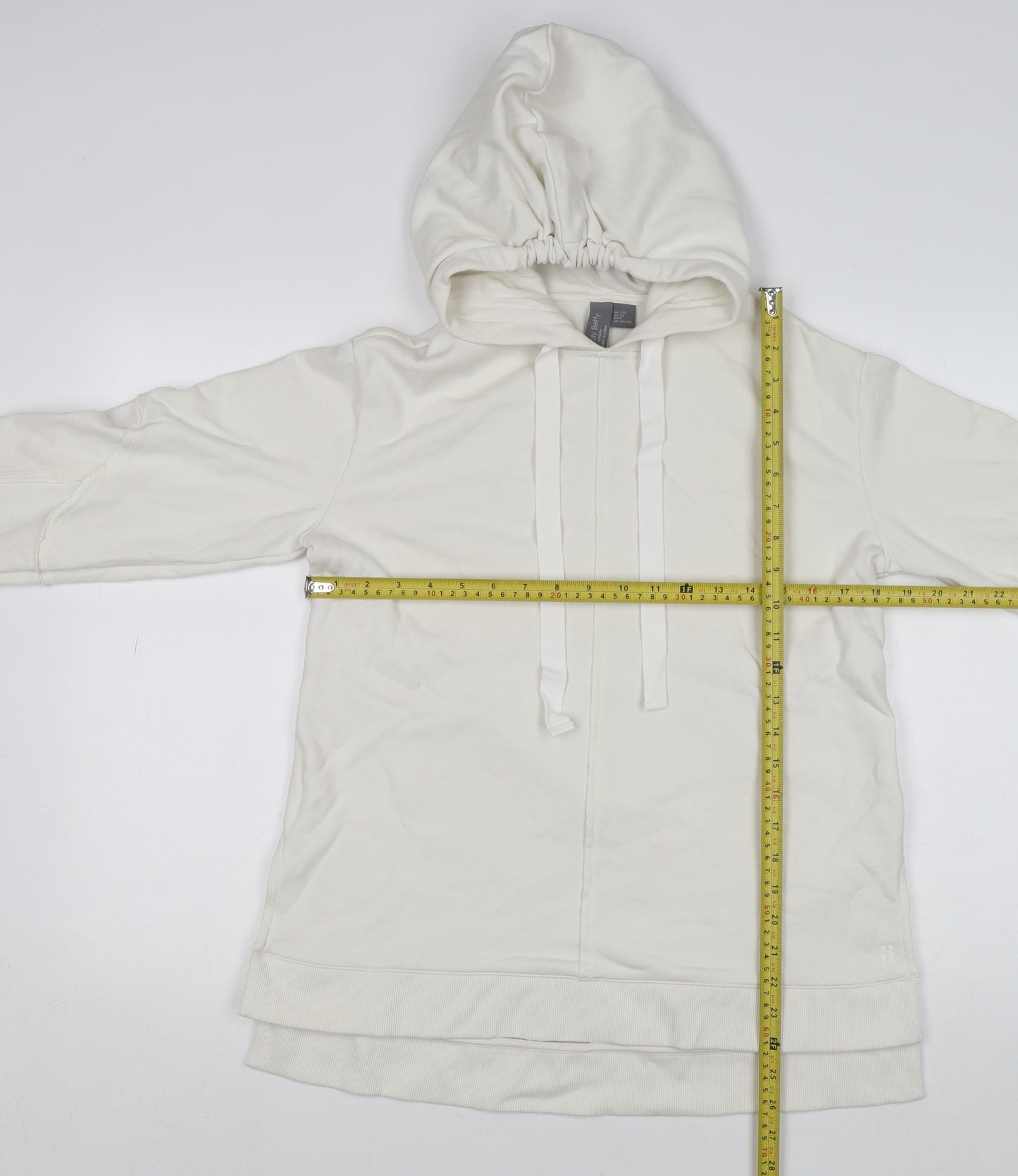 Sweaty Betty Womens Ivory Hoodie XXS Pullover Cotton Blend