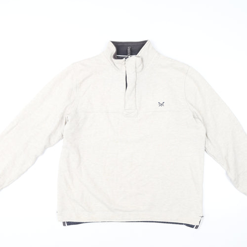 Crew Clothing Company Men's Beige 1/4 Zip High Neck Sweatshirt M