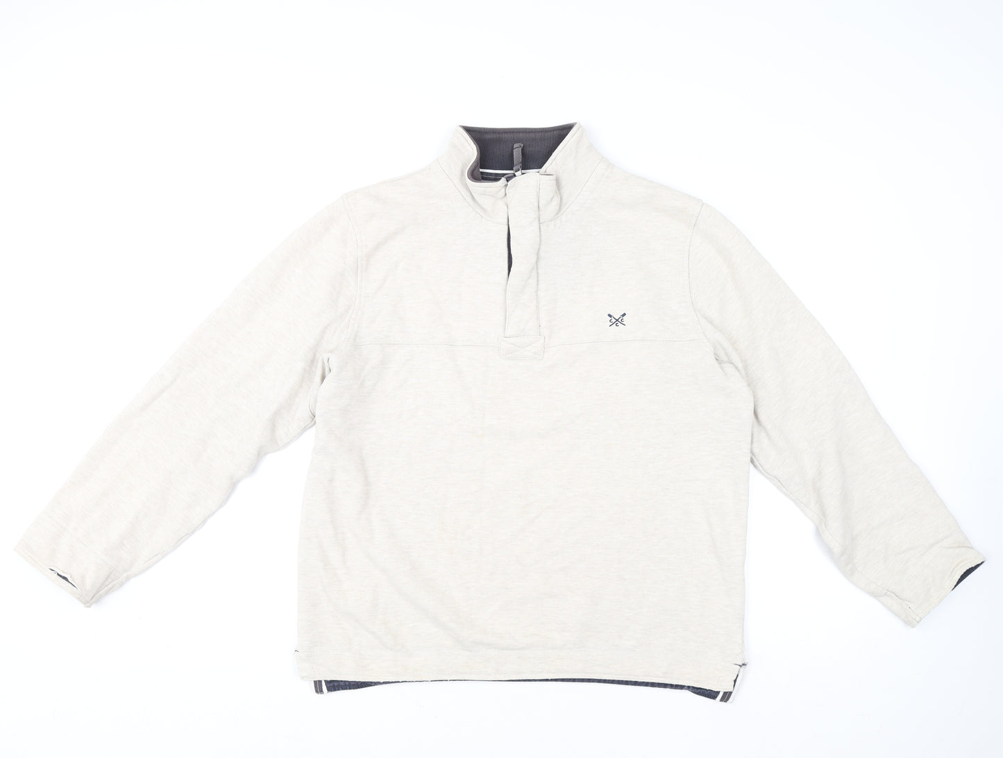 Crew Clothing Company Men's Beige 1/4 Zip High Neck Sweatshirt M