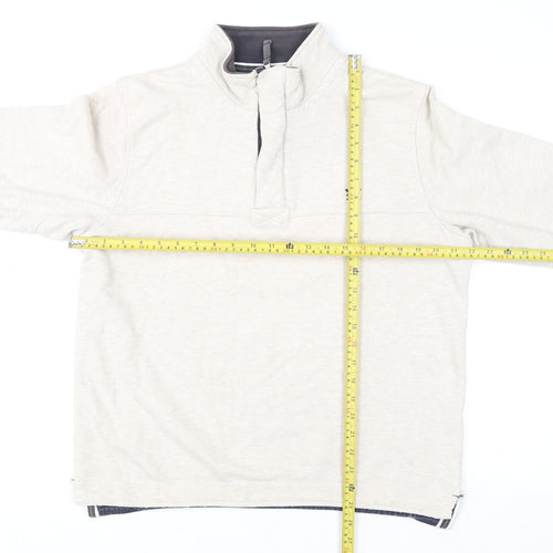 Crew Clothing Company Men's Beige 1/4 Zip High Neck Sweatshirt M