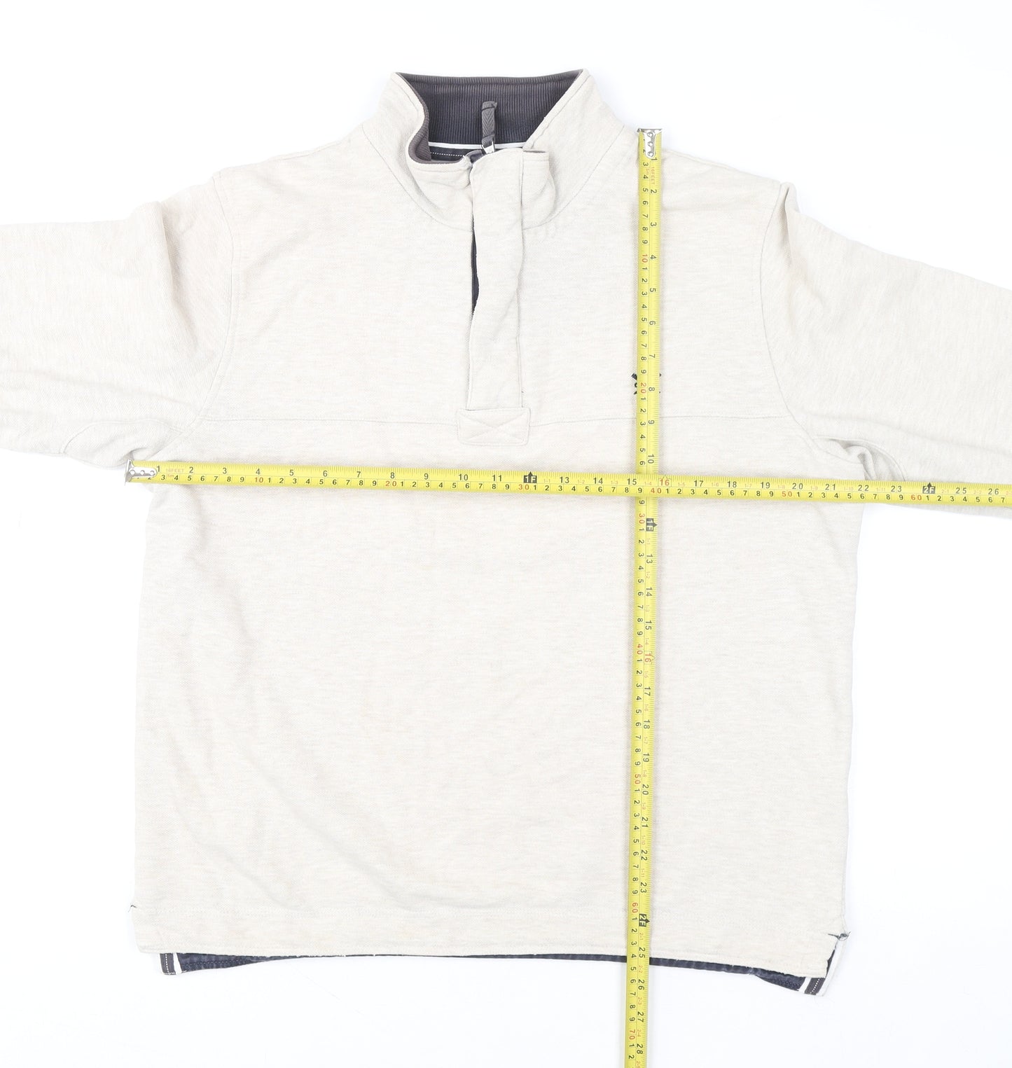 Crew Clothing Company Men's Beige 1/4 Zip High Neck Sweatshirt M