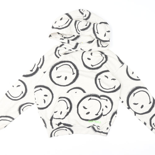 H&M SmileyWorld Boys White Hoodie 9-10 Years Cotton Blend Graphic Print
