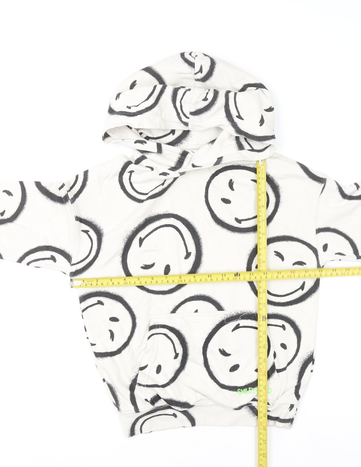 H&M SmileyWorld Boys White Hoodie 9-10 Years Cotton Blend Graphic Print