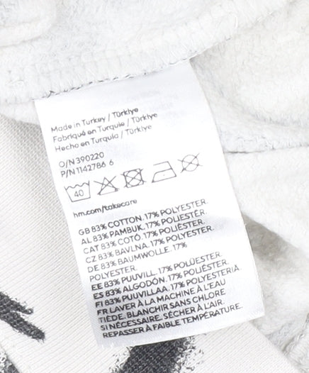 H&M SmileyWorld Boys White Hoodie 9-10 Years Cotton Blend Graphic Print