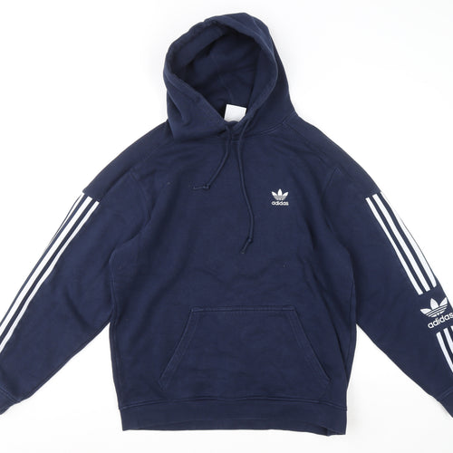 Adidas Men's Blue Pullover Hoodie M Logo Fleece Sportswear