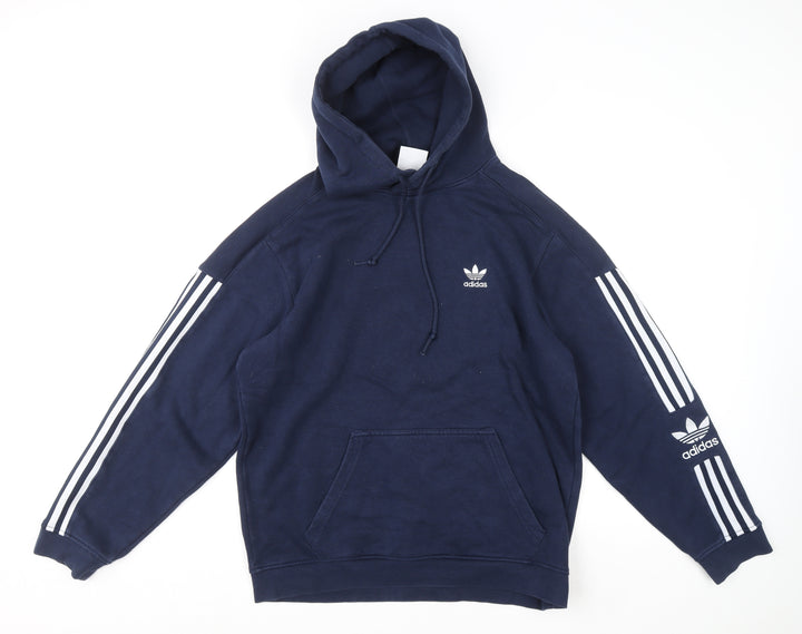 Adidas Men's Blue Pullover Hoodie M Logo Fleece Sportswear