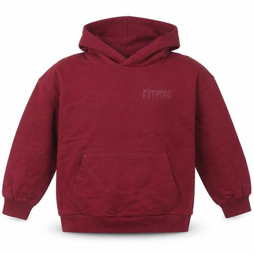 Marks and Spencer Boys Burgundy Pullover Hoodie 9-10 Years Cotton Blend