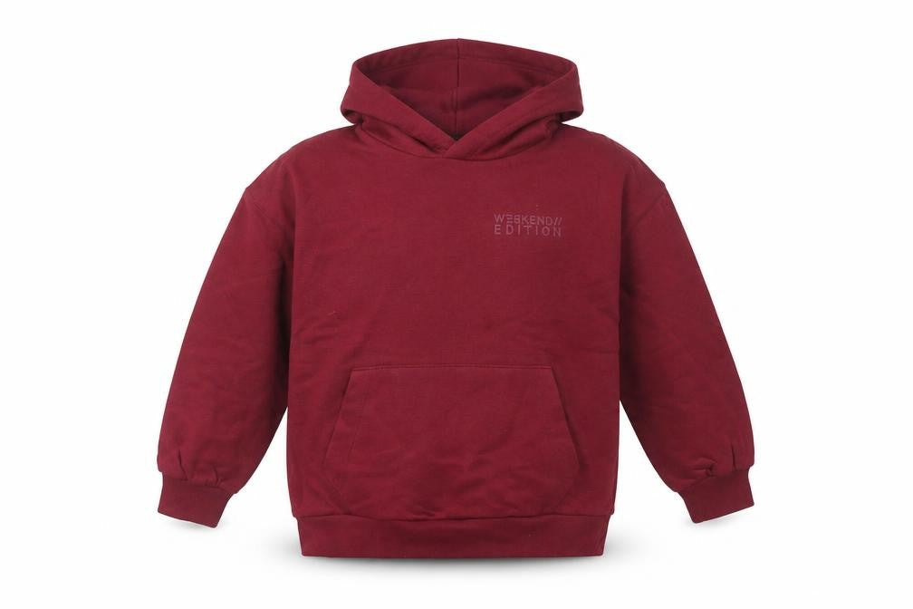 Marks and Spencer Boys Burgundy Pullover Hoodie 9-10 Years Cotton Blend