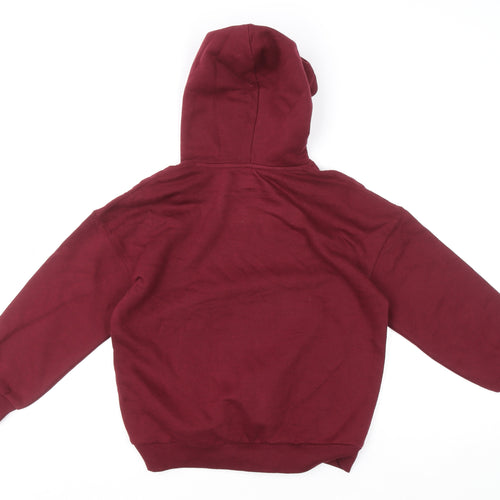 Marks and Spencer Boys Burgundy Pullover Hoodie 9-10 Years Cotton Blend