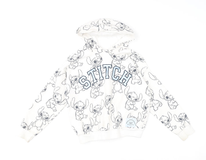 Disney Stitch Boys Ivory Hoodie 8-9 Years Pullover Graphic Print George