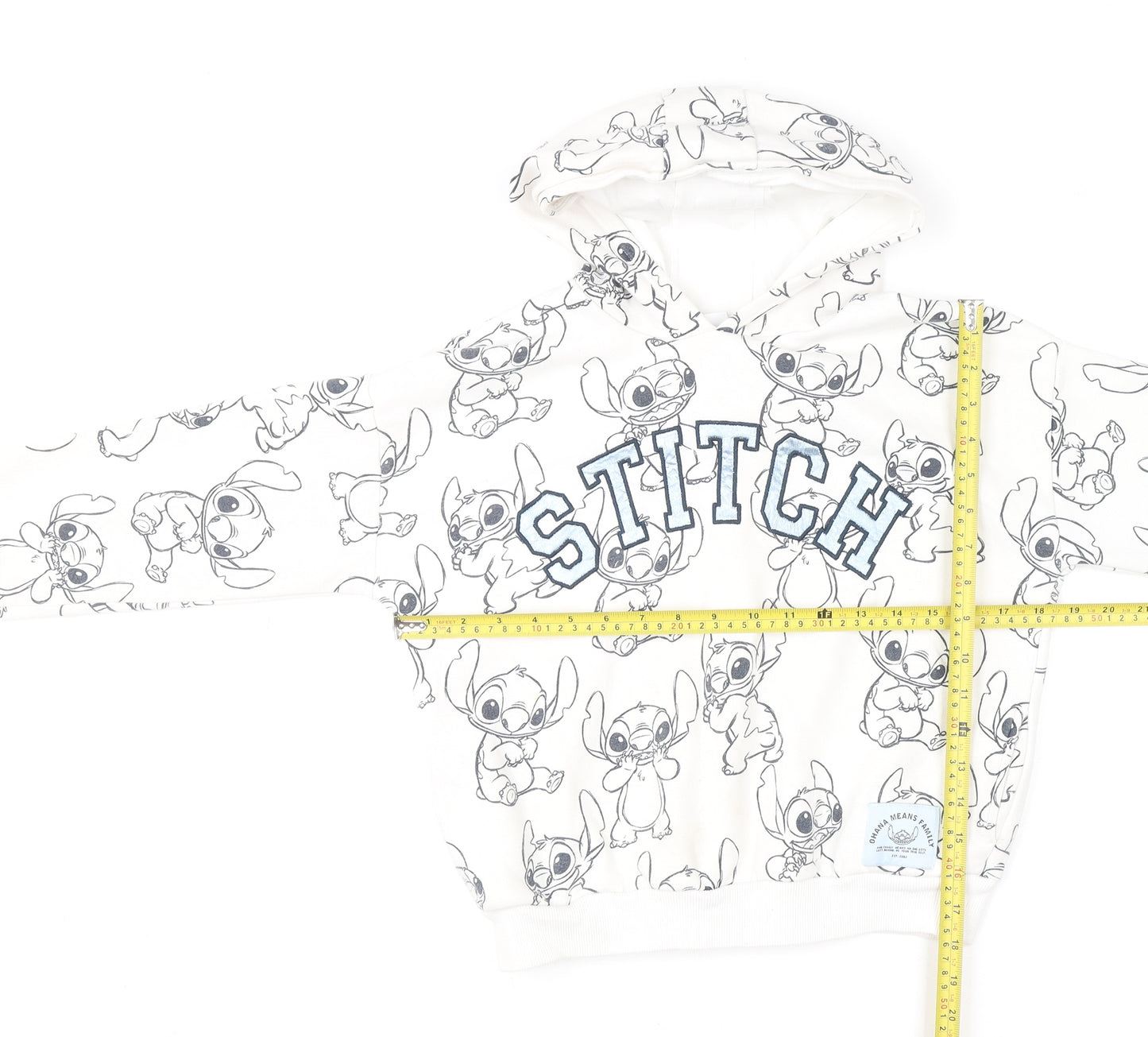 Disney Stitch Boys Ivory Hoodie 8-9 Years Pullover Graphic Print George