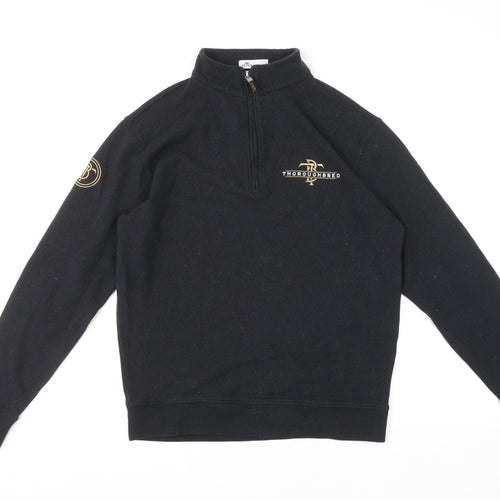 Peter Millar Men's Black S 1/4 Zip Mock Neck Sweatshirt