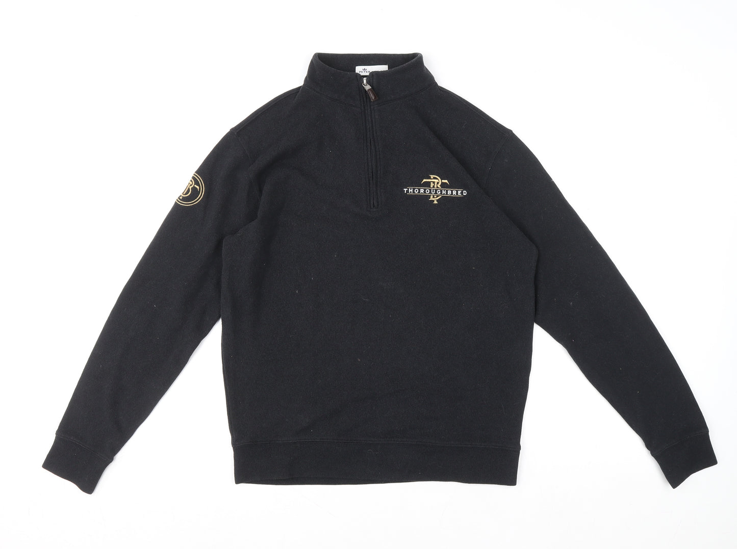 Peter Millar Men's Black S 1/4 Zip Mock Neck Sweatshirt