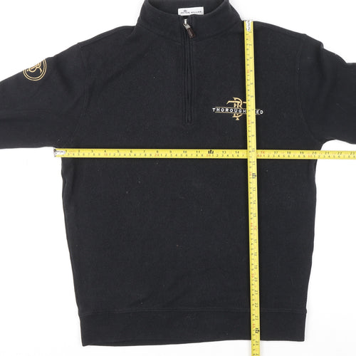 Peter Millar Men's Black S 1/4 Zip Mock Neck Sweatshirt