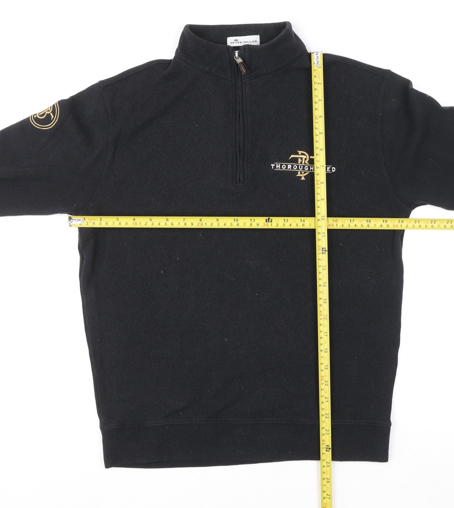 Peter Millar Men's Black S 1/4 Zip Mock Neck Sweatshirt