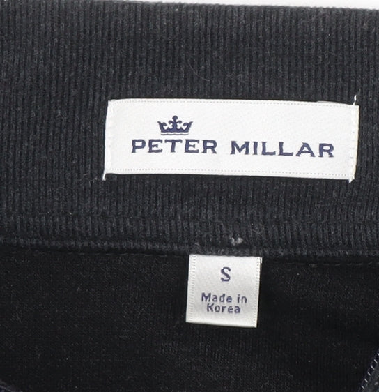 Peter Millar Men's Black S 1/4 Zip Mock Neck Sweatshirt