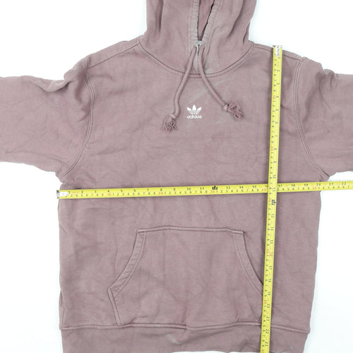 Adidas Mens Brown Pullover Hoodie Size L Logo Fleece Sweatshirt