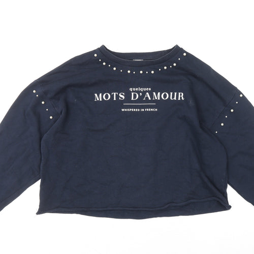 River Island Womens Navy Blue Studded Pullover Sweatshirt M