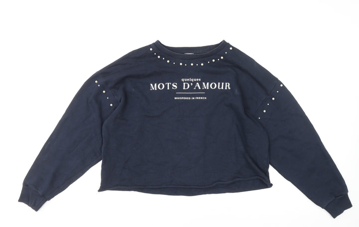 River Island Womens Navy Blue Studded Pullover Sweatshirt M