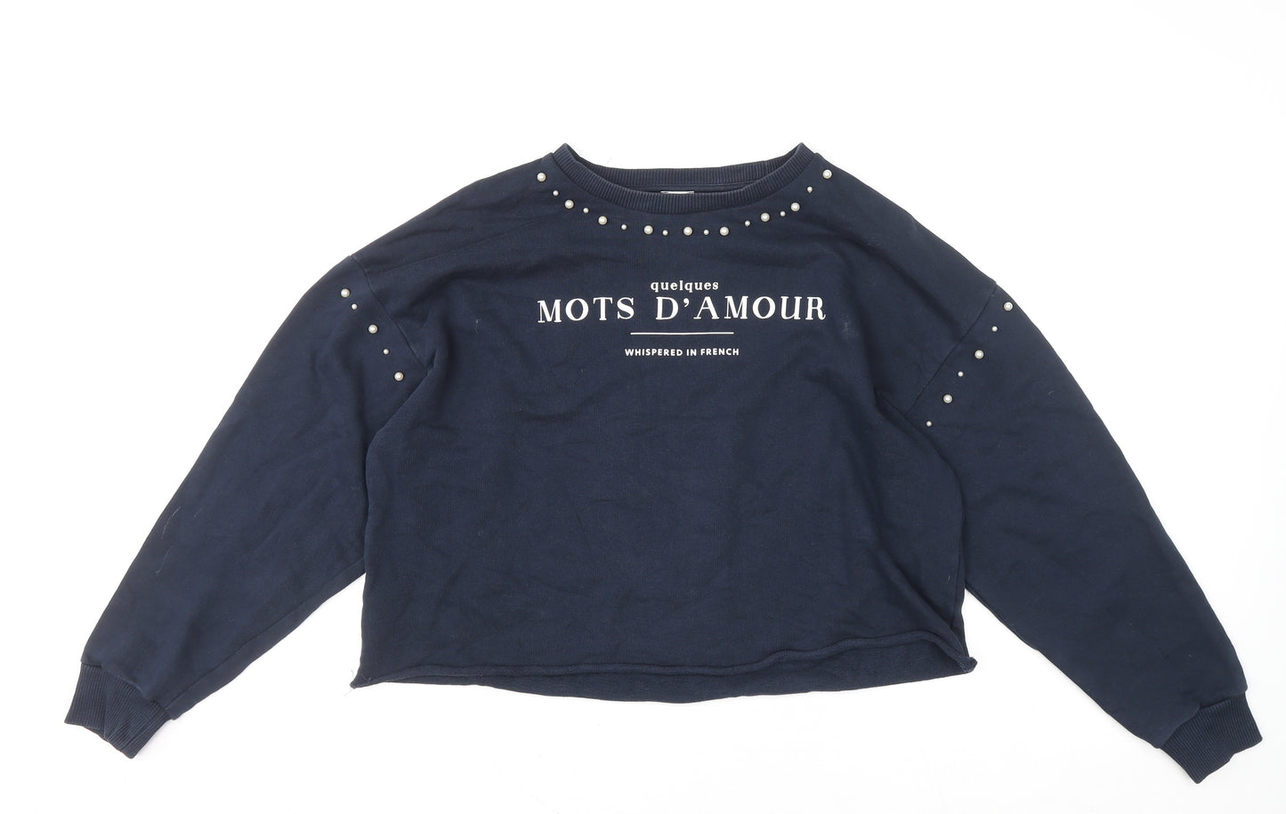 River Island Womens Navy Blue Studded Pullover Sweatshirt M