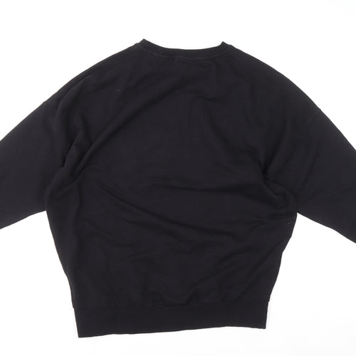 HERA Mens Black Sweatshirt S Crew Neck Graphic Print Cotton