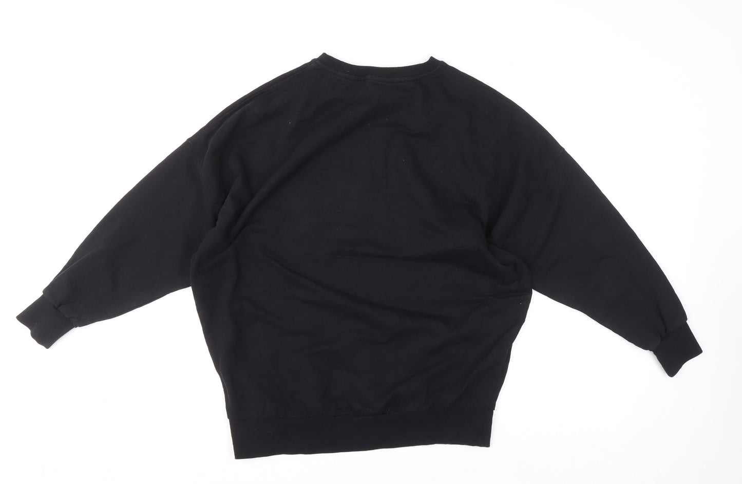 HERA Mens Black Sweatshirt S Crew Neck Graphic Print Cotton